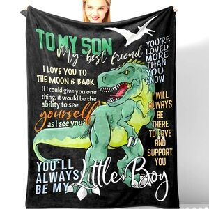 You’ll always be my little boy dinosaur  blanket throw plush oversized 60 x 80